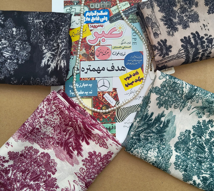 روسری کرپ دست دوز