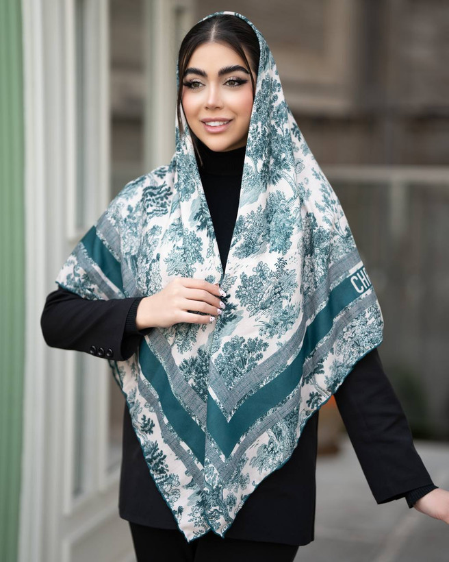 روسری کرپ دست دوز