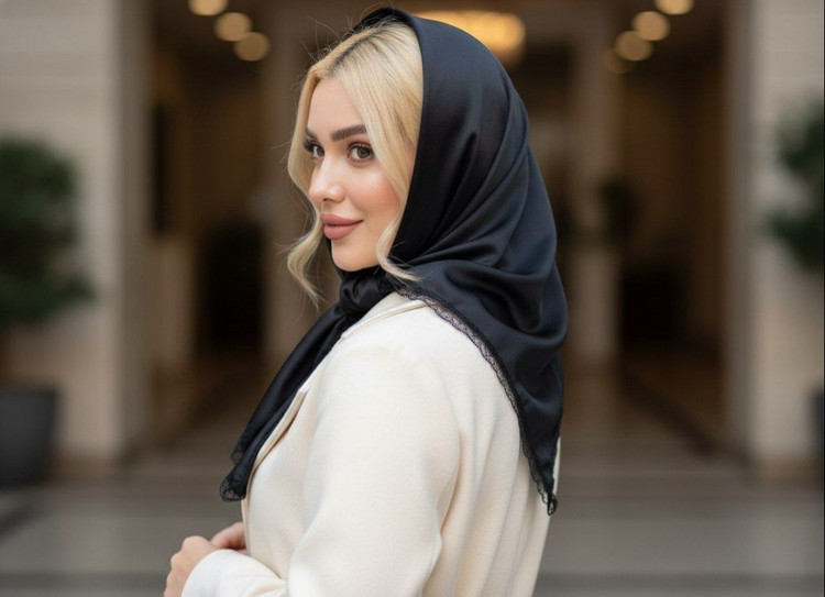 مینی اسکارف ساتن مشکی