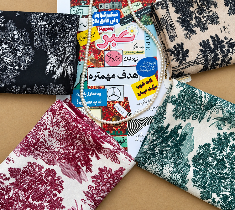 روسری کرپ دست دوز